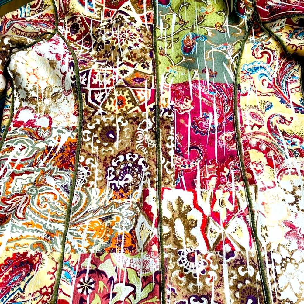 Chico’s Multi-Pattern & Color Boho Faux Fur Coat - image 3